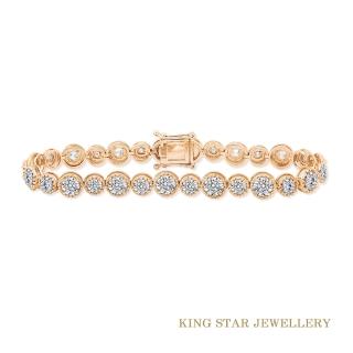 【King Star】18K玫瑰金滿鑽1.5克拉鑽石手鍊(華麗滿鑽設計款)