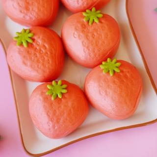【美姬饅頭】草莓鮮乳造型紅豆包(一盒6入)