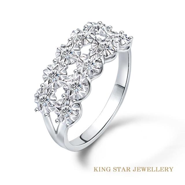 【King Star】18K雙排恆星鑽石戒指(星芒車花放大款)