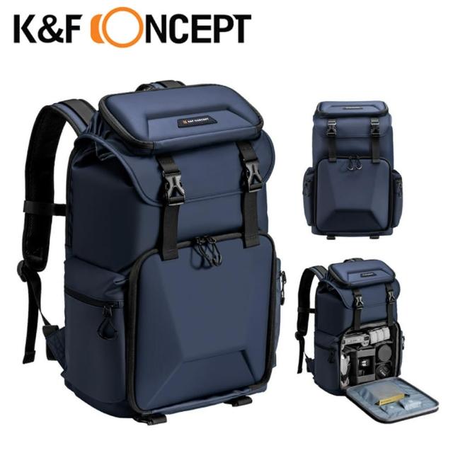 【K&F Concept】新休閒者 專業攝影單眼相機後背包 防撞防水 藍色 體積25L容量22L(KF13.098V3)