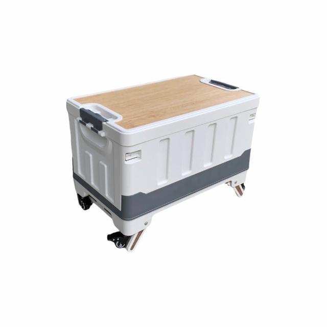 【固得家俬】白色底座+滑輪 露營收納箱 摺疊收納箱  野營露營儲物整理箱(收納箱)