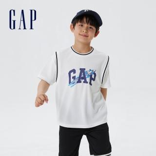 【GAP】男童裝 Logo短袖短褲套裝-白色(670356)