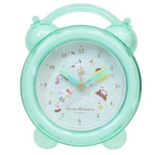 【小禮堂】Sanrio大集合 手提雙鈴造型鬧鐘 - 綠透明款(平輸品)