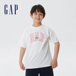 【GAP】男童裝 Logo短袖短褲套裝-白色(670373)