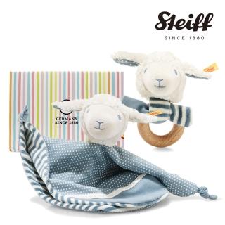 【STEIFF】Leno Lamb 小羊寶寶 安撫巾&手搖鈴(安撫彌月禮盒)