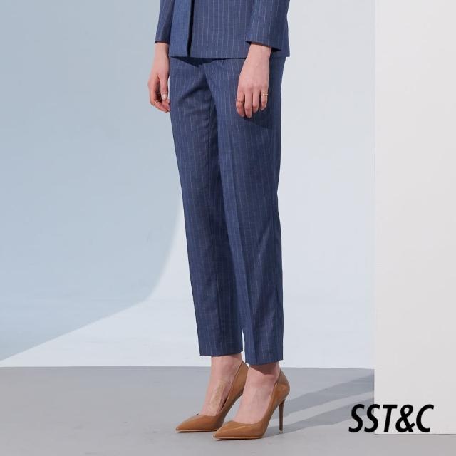 【SST&C 最後65折】藍條紋修身西裝褲7262304006