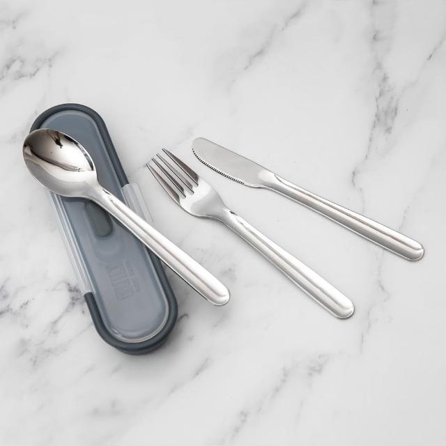 【BUILT】收納盒+不鏽鋼刀叉匙餐具3件(湯匙 叉子 餐刀)