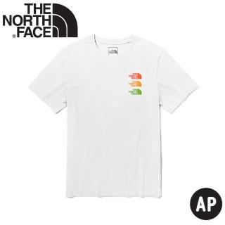 【The North Face】男 排汗短T恤 AP《白》7QRF/LOGO印花圓領短袖T恤/運動衫(悠遊山水)