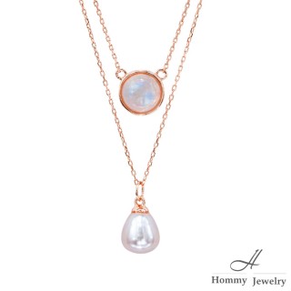 【幸福珠寶】天然珍珠項鍊(珍珠與藍月光水晶)