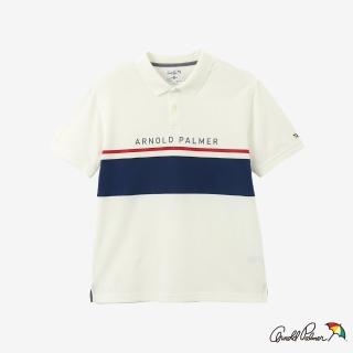 【Arnold Palmer 雨傘】男裝-大色塊拼接造型POLO衫(白色)