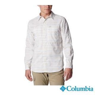 【Columbia 哥倫比亞 官方旗艦】男款-超防曬UPF50快排長袖襯衫-米白(UAM35990BG / 2023年春夏)