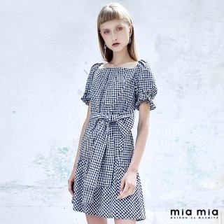 【mia mia】細格綁帶洋裝