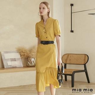 【mia mia】開領不對稱短袖洋裝
