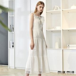 【mia mia】荷葉V領蕾絲洋裝
