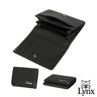 【Lynx】美國山貓自然紋進口牛皮名片夾皮夾錢包(黑色)