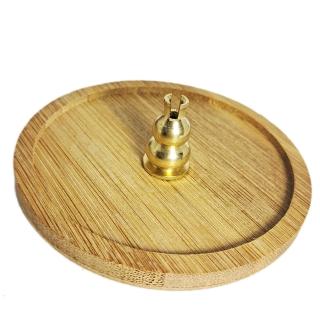 【十方佛教文物】銅葫蘆插香器+竹圓盤(平安吉祥如意)