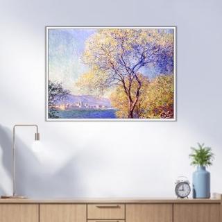 《安地比斯的早晨》莫內Monet．印象派畫家 世界名畫 經典名畫 風景油畫-白框60x80CM