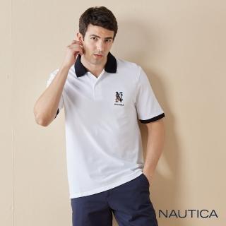 【NAUTICA】男裝 品牌LOGO刺繡短袖POLO衫(白色)