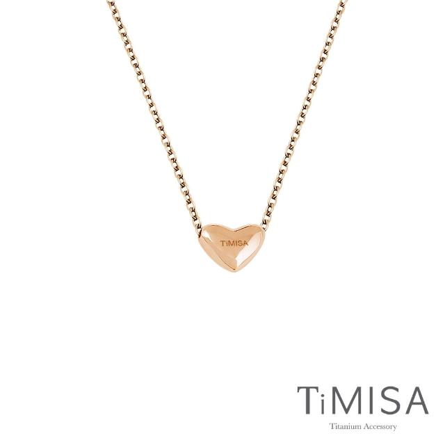 【TiMISA】鈦真心-穿洞版 玫瑰金 純鈦項鍊(C)
