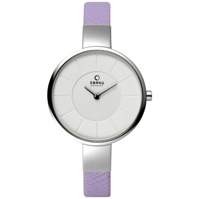 【OBAKU】采麗時刻時尚腕錶-銀框x紫帶(V149LCIRQ)
