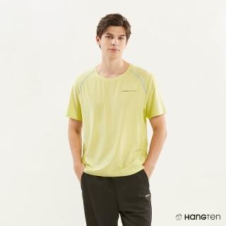 【Hang Ten】男裝-COMFORT FIT涼感鋁片跳色反光吸濕排汗抗臭短袖上衣(綠)