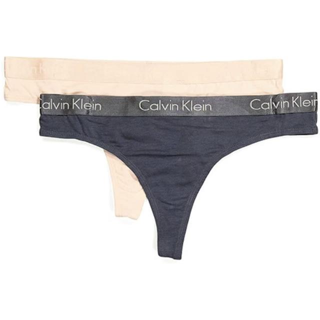 【Calvin Klein 凱文克萊】2023女時尚棉質膚深藍色丁字褲混搭2件組-網(預購)
