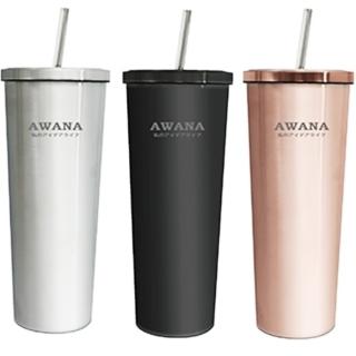 【AWANA】城市吸管咖啡杯-304不銹鋼 保溫／保冷 保冰 保溫杯/飲料杯(買1送1)(保溫瓶)