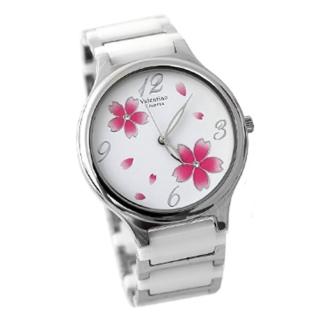【范倫鐵諾˙古柏】圓弧浪漫櫻花精密陶瓷不鏽鋼手錶