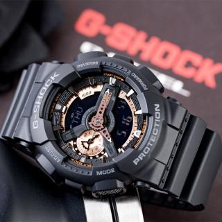 【CASIO 卡西歐】G-SHOCK 重機狂野潮流概念錶-消光黑x金(GA-110RG-1A)