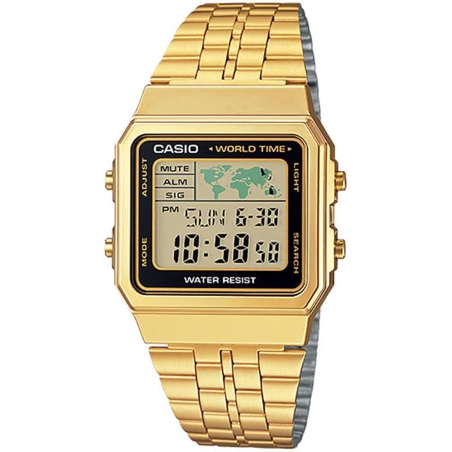 【CASIO 卡西歐】全球地圖復古風電子錶(A500WGA-1)