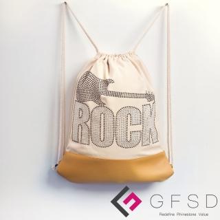 【GFSD璀璨水鑽精品】就是愛搖滾!ROCK&ROLL吉他(搖滾抽繩束口後背包)