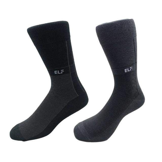 【三合豐 ELF】6雙組 直紋彈性細針刺繡紳士襪 西裝襪(MIT 黑色、深灰色)