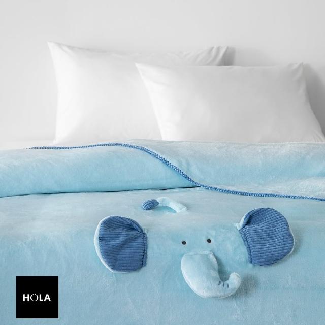【HOLA】動物數字抗菌造型法蘭絨毯-大象
