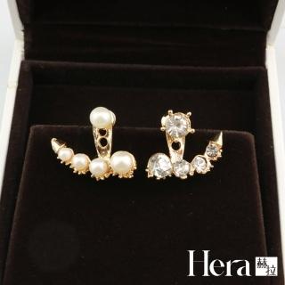 【HERA 赫拉】韓劇同款氣質不對稱鑲鑽珍珠耳環(飾品)