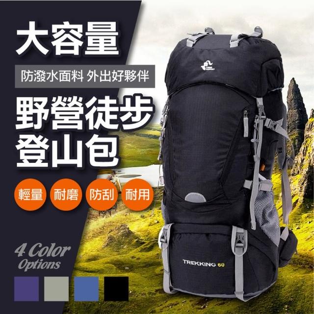 【ROYAL LIFE】大容量野營徒步登山包-2入組(60L大容量 戶外旅行包 可擴容 專業登山包)