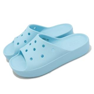 【Crocs】雲朵拖鞋 Classic Platform Slide 北極藍 厚底 女鞋 拖鞋 卡駱馳(208180411)