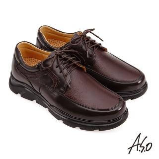 【A.S.O 阿瘦集團】活氧抑菌氣墊鞋系列綁帶綿羊皮商務鞋(咖啡色)