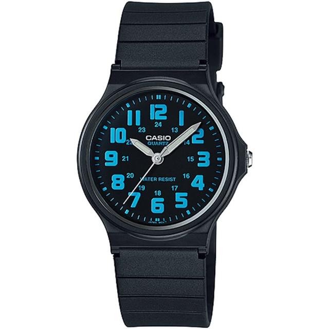 【CASIO 卡西歐】CASIO 極簡時尚指針石英錶-黑x藍(MQ-71-2BDF)