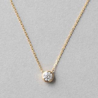 【ete】K18 經典單鑽包鑲鑽石項鍊-0.20ct(金色 玫瑰金色)