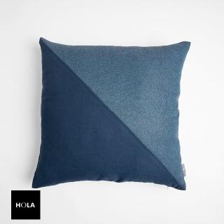 【HOLA】雙色對角拼接抱枕60X60CM-藍染藍