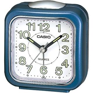 【CASIO 卡西歐】復古圓弧輕巧指針鬧鐘-藍(TQ-142-2)