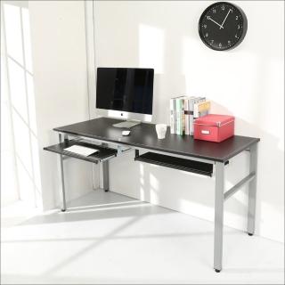 【BuyJM】環保低甲醛仿馬鞍皮160公分穩重型雙鍵盤電腦桌(黑色)