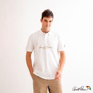 【Arnold Palmer 雨傘】男裝-英文簽名刺繡POLO衫(白色)
