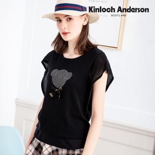 【Kinloch Anderson】短袖針織上衣 甜美可愛結燙鑽熊熊蝴蝶結T恤 KA108902188 金安德森女裝(黑)
