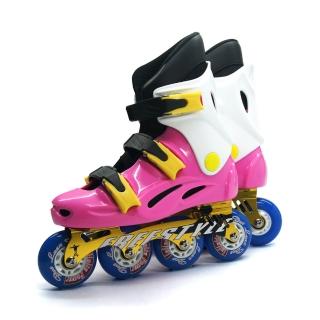 【D.L.D多輪多】鋁合金底座 專業競速直排輪 溜冰鞋(粉紅白 -- FS-1)
