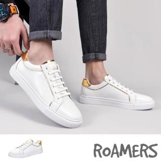 【ROAMERS】金色板鞋 滾邊板鞋/百搭潮流金色滾邊設計時尚休閒板鞋-男鞋(白)