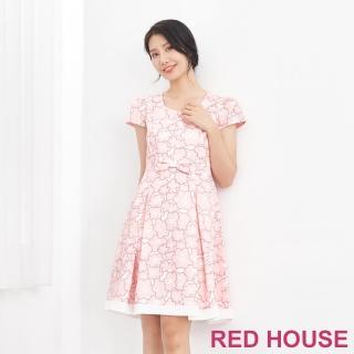 【RED HOUSE 蕾赫斯】粉嫩花朵印花洋裝(共2色)
