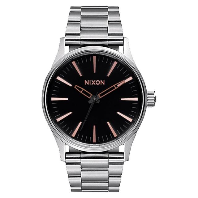 【NIXON】SENTRY 38 SS 極簡復刻化時尚腕錶-黑X灰(A4502064)