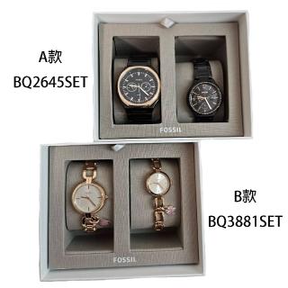 【FOSSIL】FOSSIL 美國最受歡迎頂尖潮流時尚情侶腕錶-黑+玫瑰金-BQ2645SET