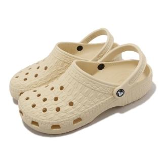 【Crocs】涼拖鞋 Classic Crocskin Clog 男女鞋 米 香草色 鱷魚紋 克駱格 卡駱馳(206873108)